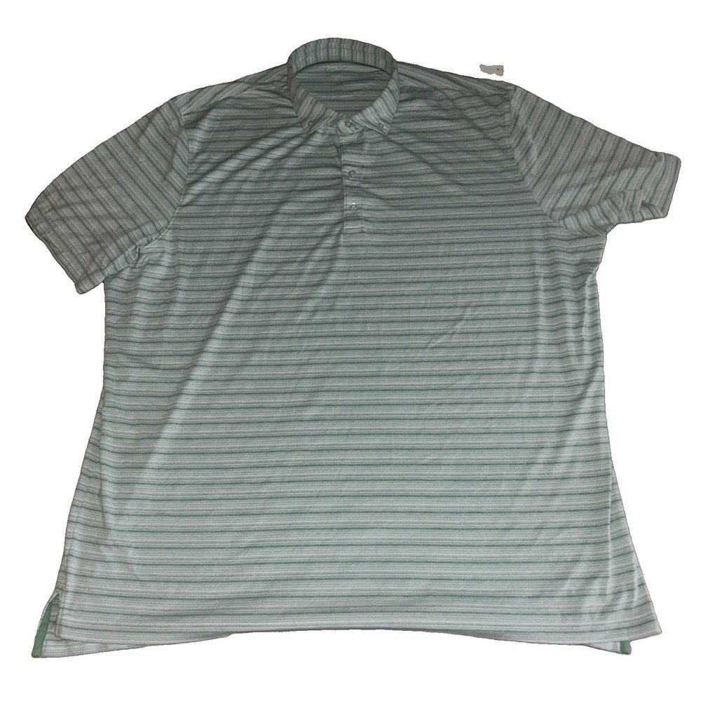 Johnnie-O Mens XXL Mint Green Striped Performance Polo Shirt Stretch